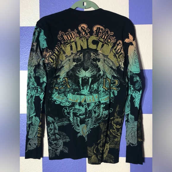 NWOT True Love False Idols Y2k Angel Will Rise Black Long Sleeve Tee  - Size M - Picture 1 of 4